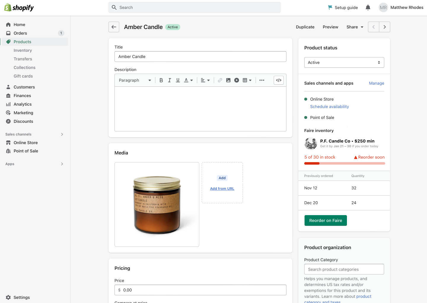 Faire x Shopify — admin