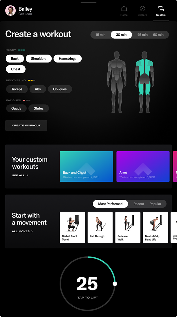 Custom workout creation